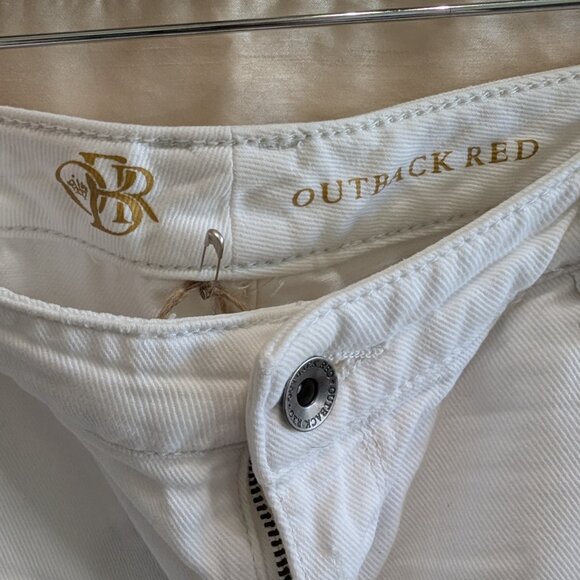 Outback Red White Cuffed Denim Mid-Rise Shorts, SIZE 4 - Picture 3 of 4